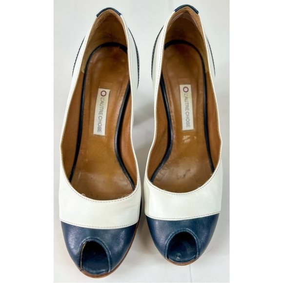 L'Autre Chose Peep Toe Wooden Heel Shoes, size 6.5 US / 37 EU - Picture 7 of 10
